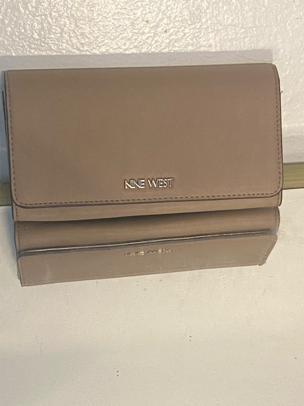 Nine West Taupe Fold-Over Clutch Wallet
